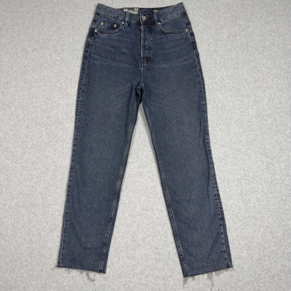 H&M Divided Mom Jeans High Waist Button Fly Raw Hem US 2 - Picture 1 of 9